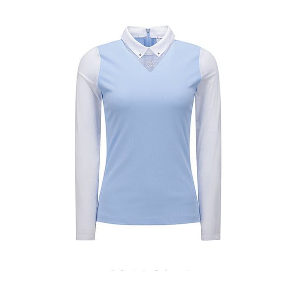 ANEW Golf: W Triangle Mesh Block Long T-Shirt - S/Blue