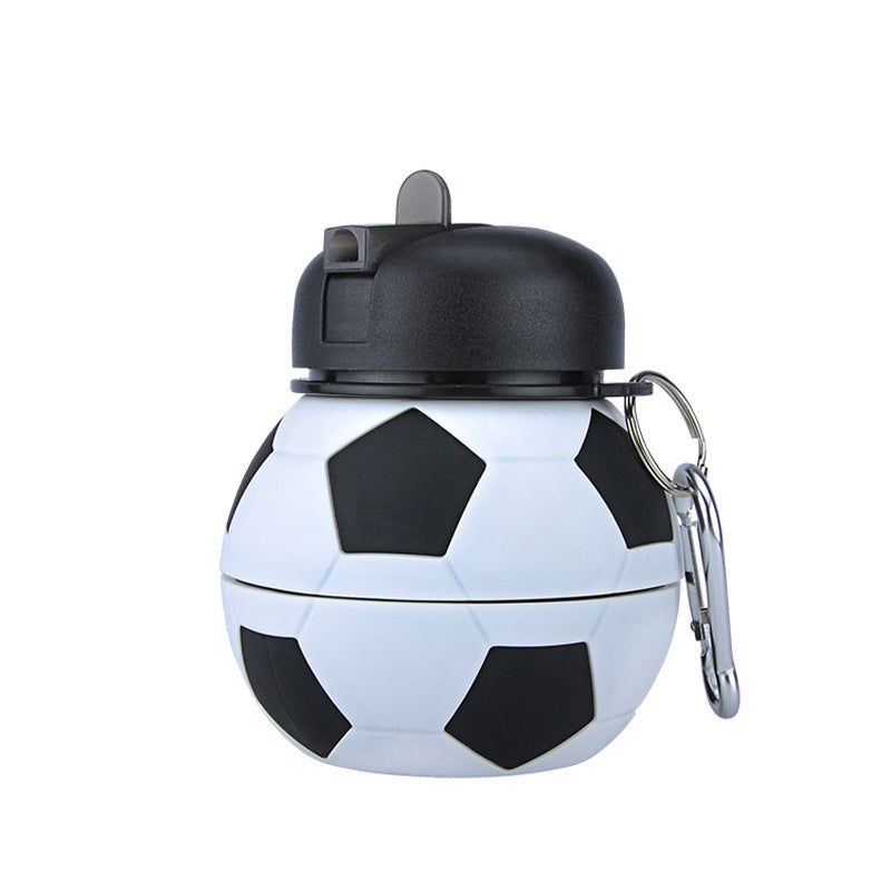 Football Soccer Silicone Water Bottle with Straw Foldable - Sportkyu