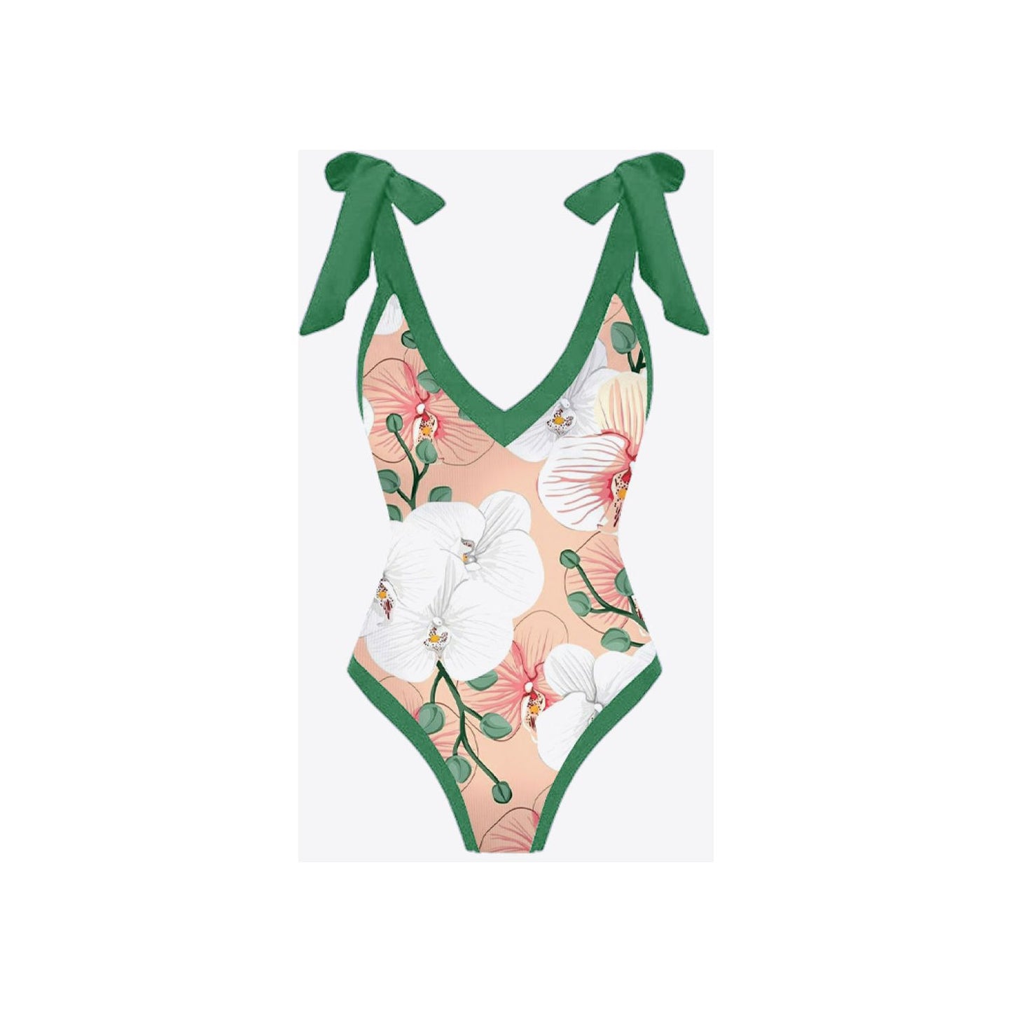 Floral V-Neck Two-Piece Swim Set - Sportkyu