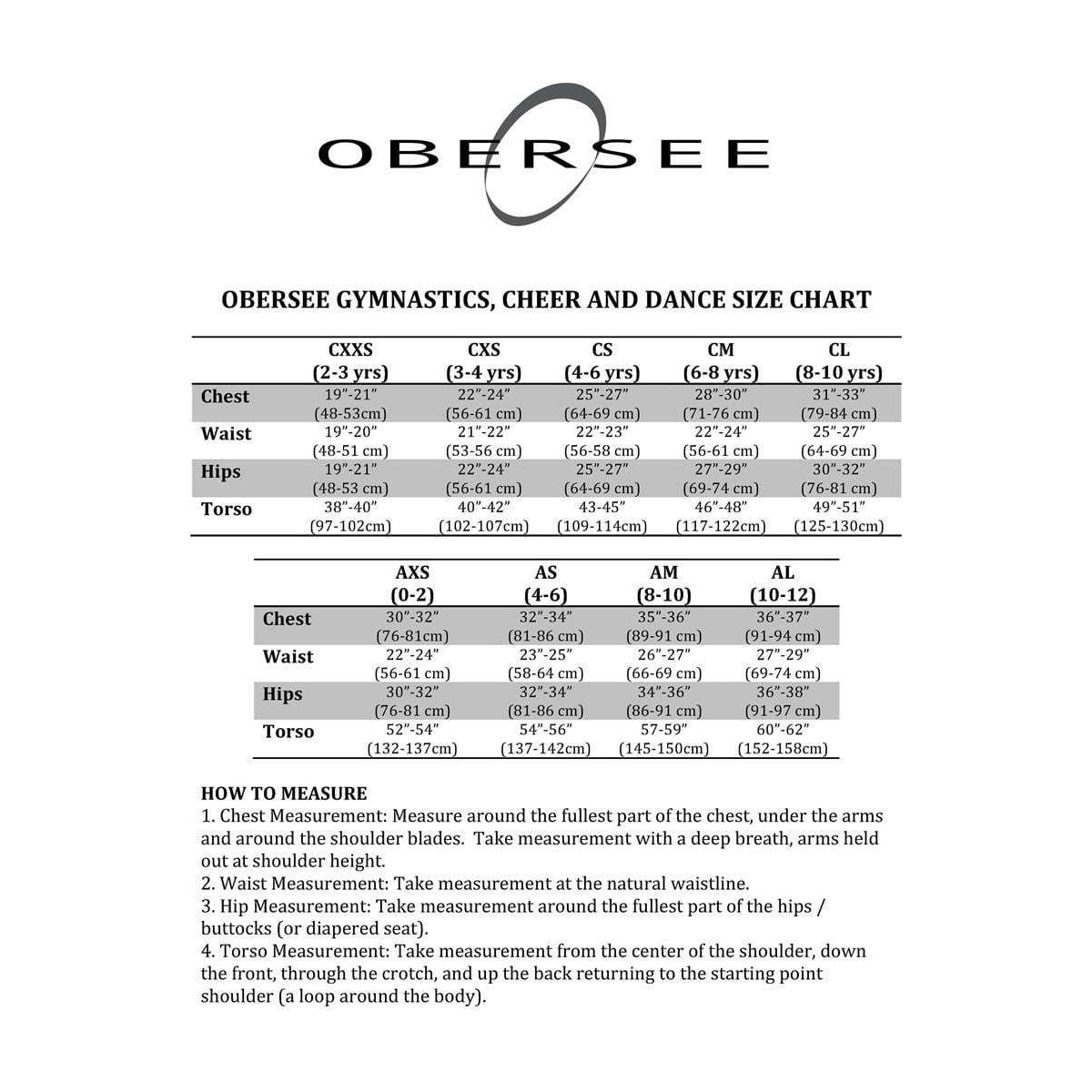 O3GS001 Obersee | Gymnastics Shorts for Girls | Girls' & Women's Sizes