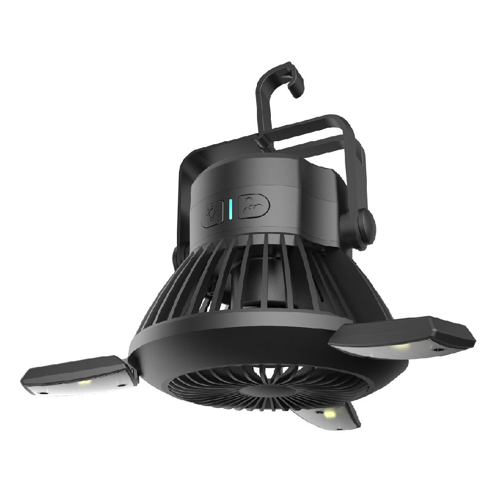 Solar Camping Light Foldable Fan Hanging Hook Rechargeable - Sportkyu