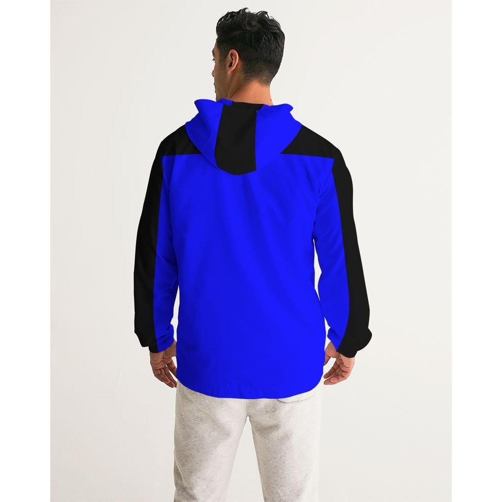 Mens Hooded Windbreaker - Royal Blue Water Resistant Jacket