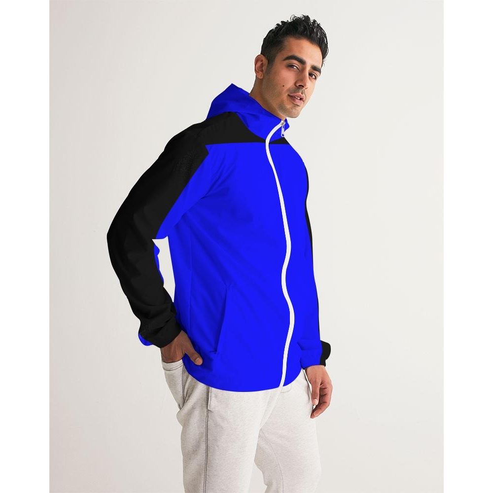 Mens Hooded Windbreaker - Royal Blue Water Resistant Jacket