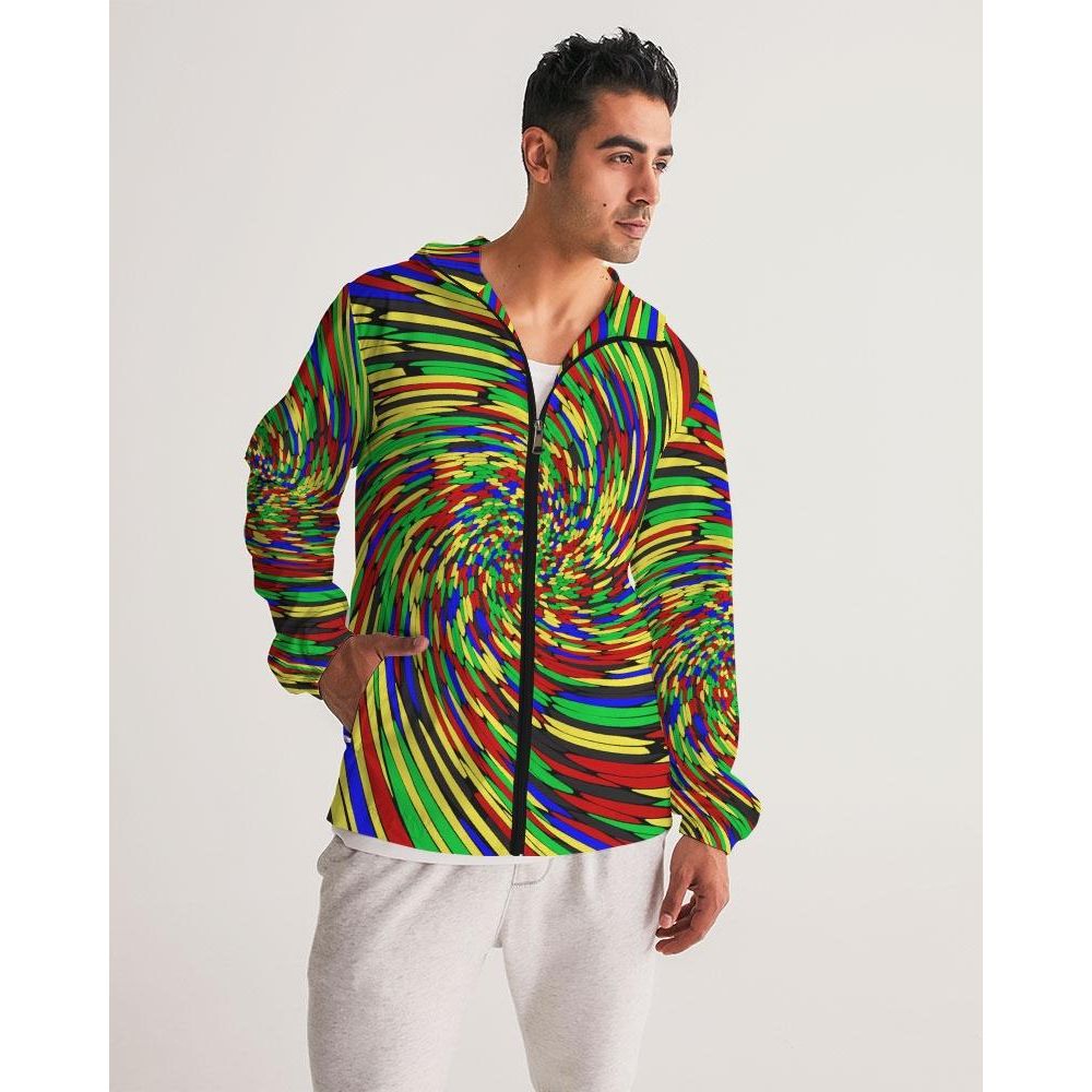 Mens Hooded Windbreaker - Multicolor Water Resistant Jacket - Jl0i0x