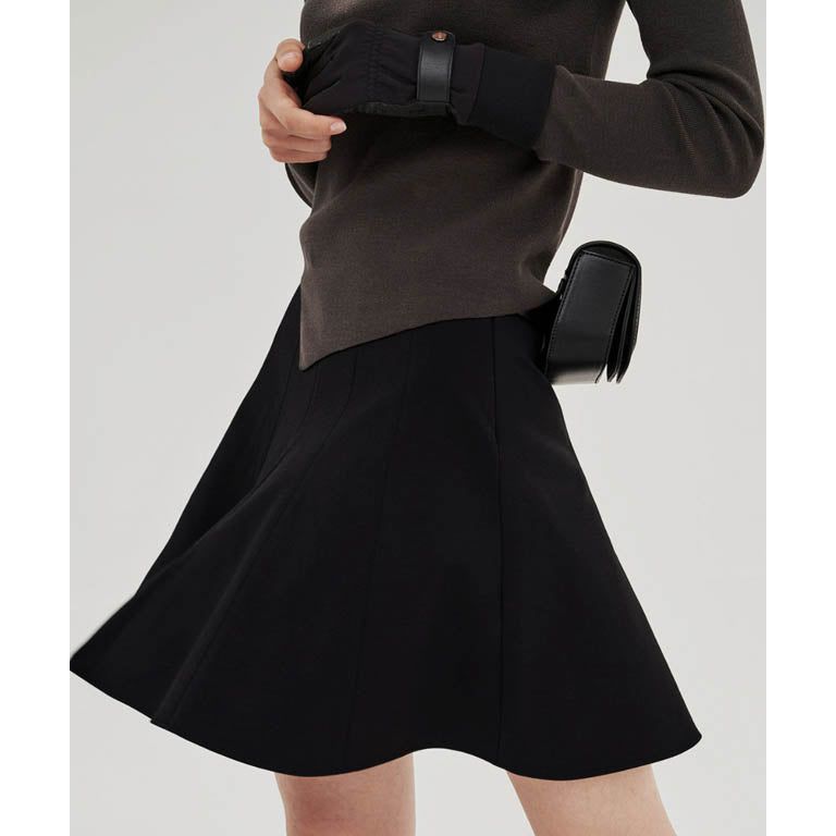 Anell Golf Cotton Flared Skirt - Black