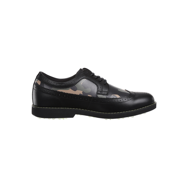 ANew Golf: Men's Camo Wingtip Brogue Shoes - Black
