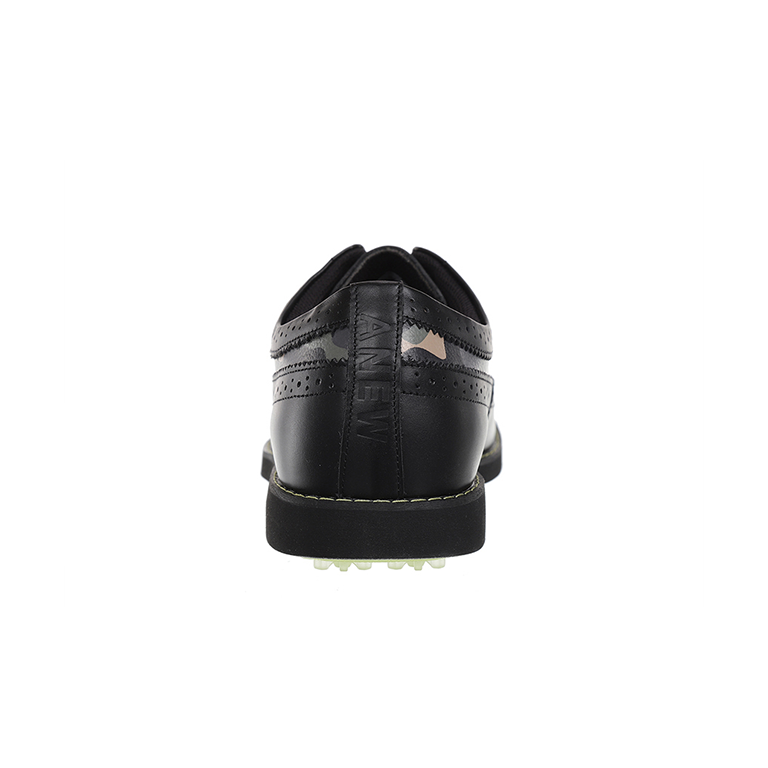 ANew Golf: Men's Camo Wingtip Brogue Shoes - Black