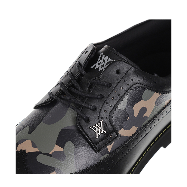 ANew Golf: Men's Camo Wingtip Brogue Shoes - Black