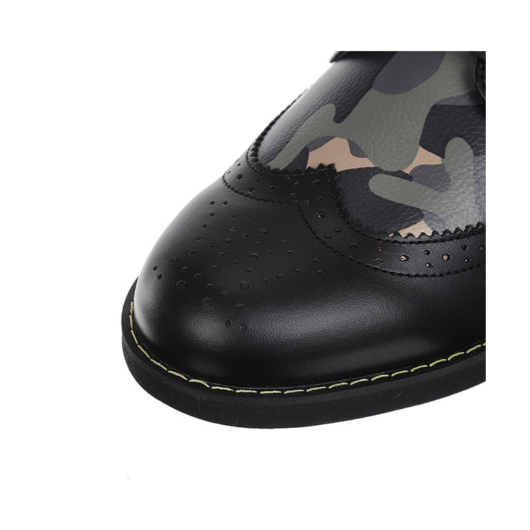 ANew Golf: Men's Camo Wingtip Brogue Shoes - Black