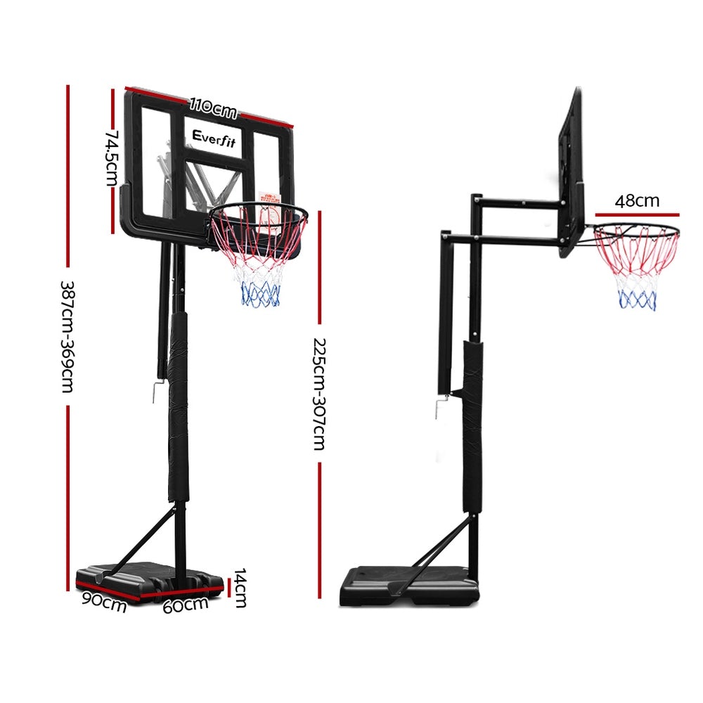Everfit 3,05 m basketbalringstandaardsysteem Ring draagbare nettohoogte
