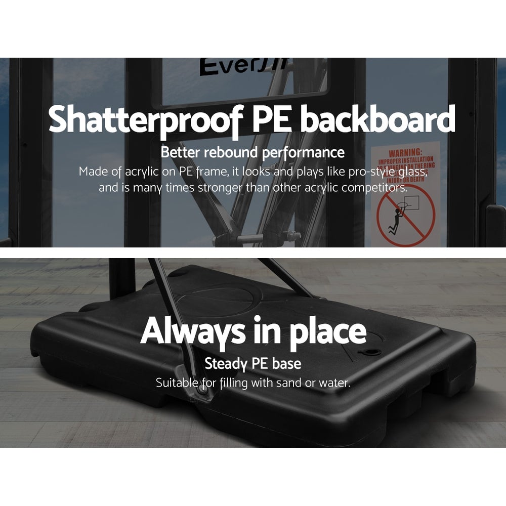 Everfit 3,05 m basketbalringstandaardsysteem Ring draagbare nettohoogte