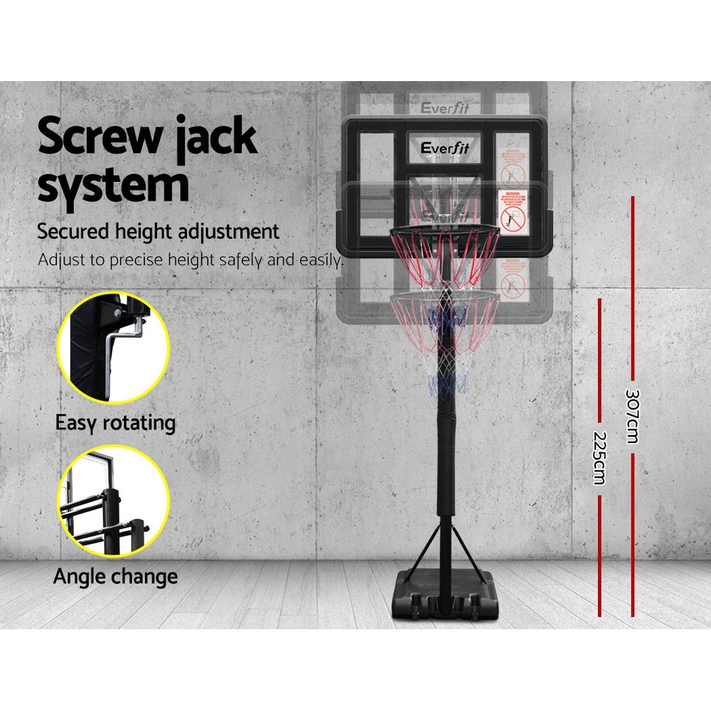 Everfit 3,05 m basketbalringstandaardsysteem Ring draagbare nettohoogte