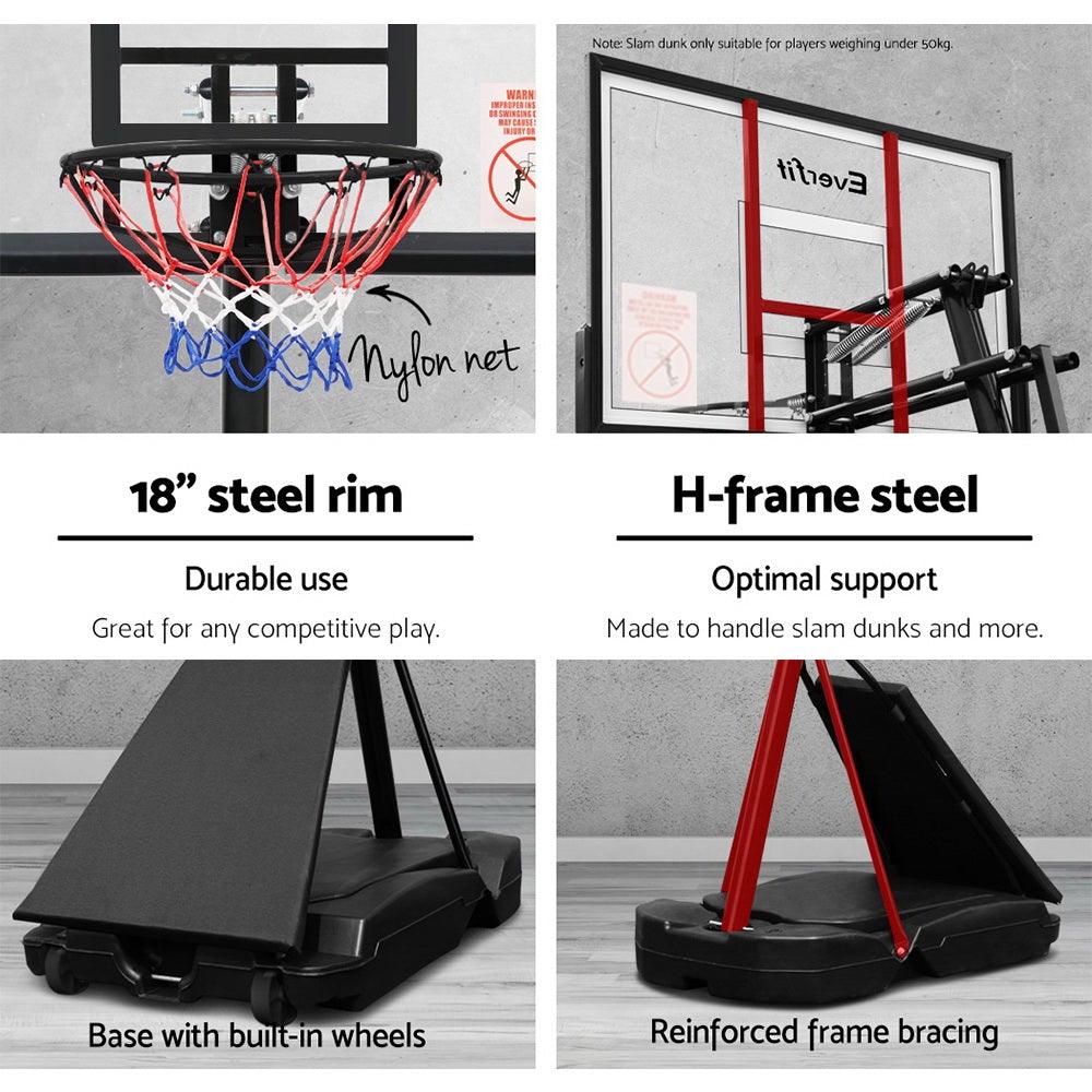 Everfit Pro draagbaar basketbalstandaardsysteem Ringring Nettohoogte