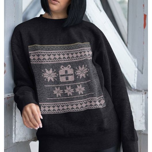 Womens Christmas Faux Embroidered Sweatshirt