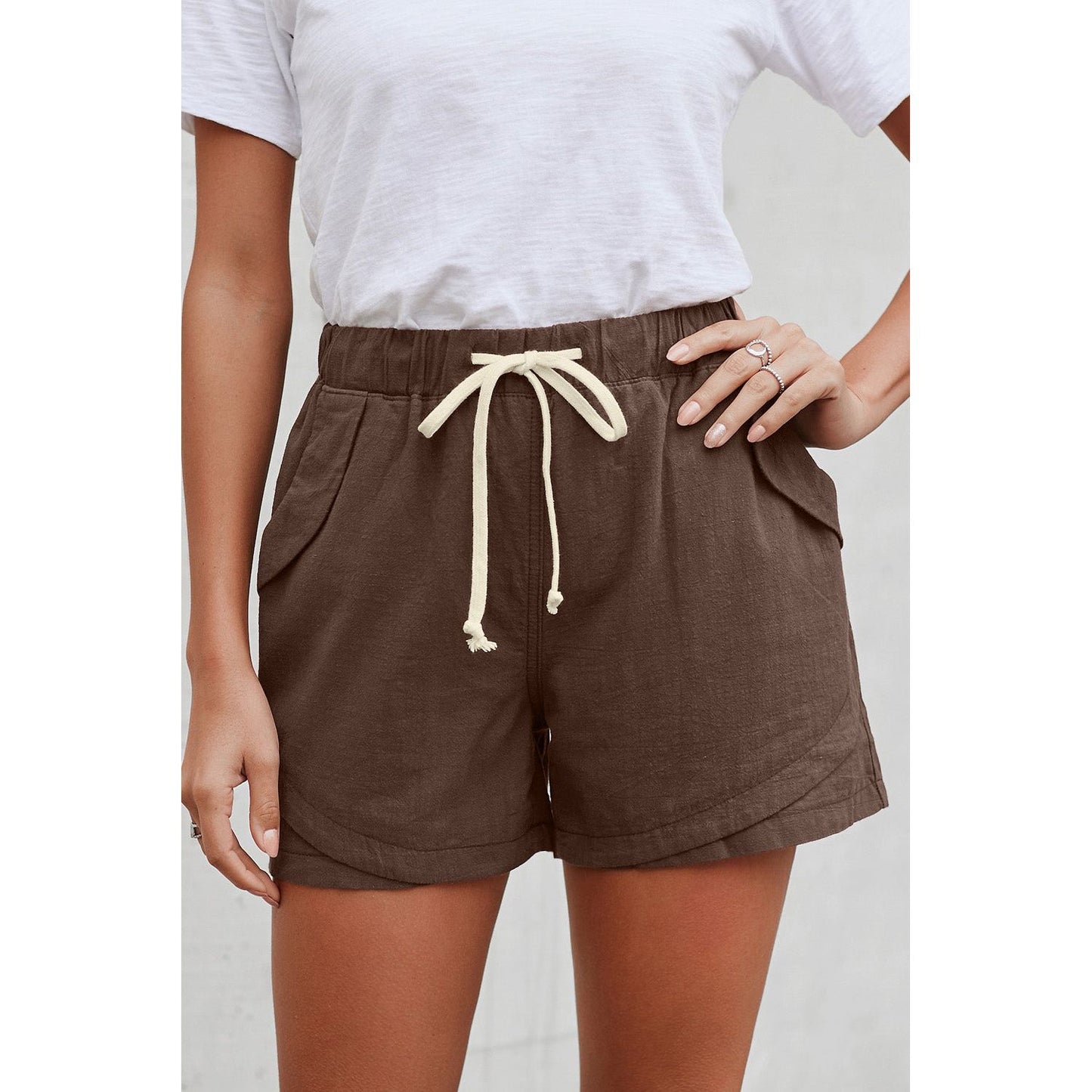 Women Casual Khaki Faylin Linen Shorts