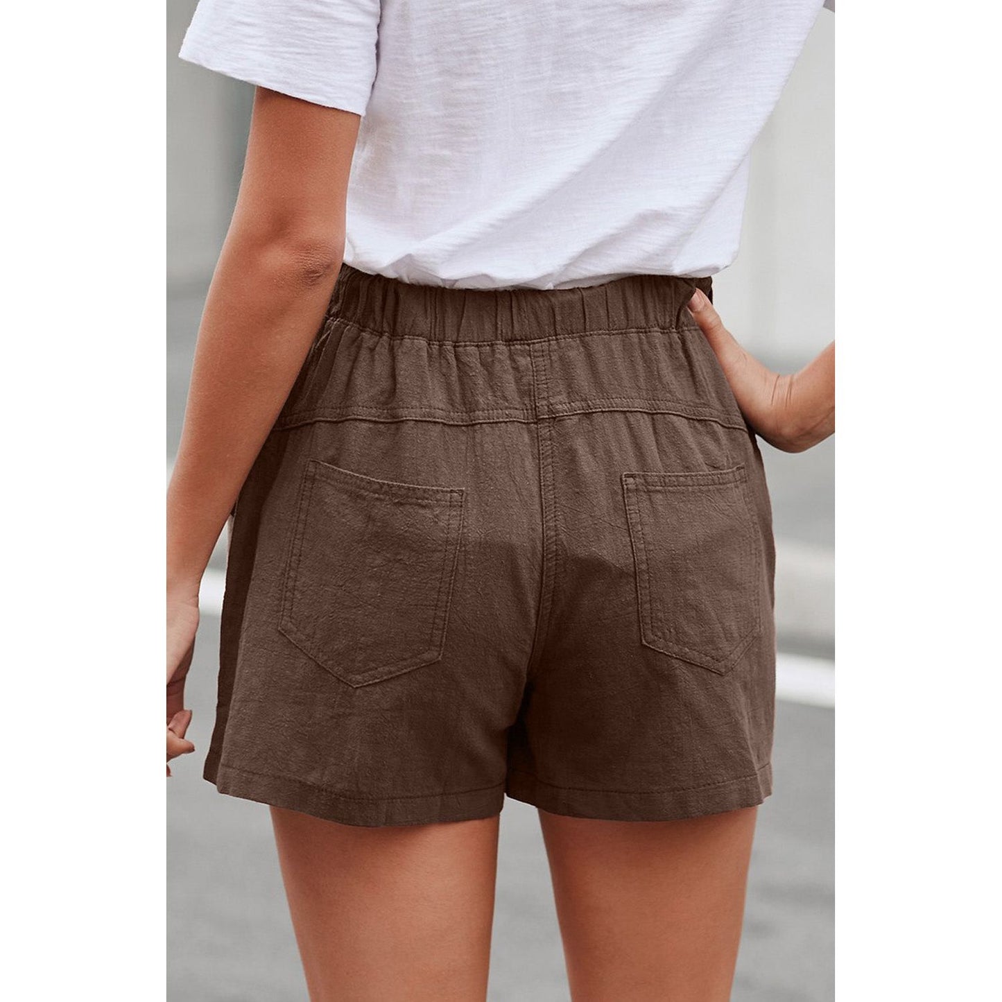 Women Casual Khaki Faylin Linen Shorts