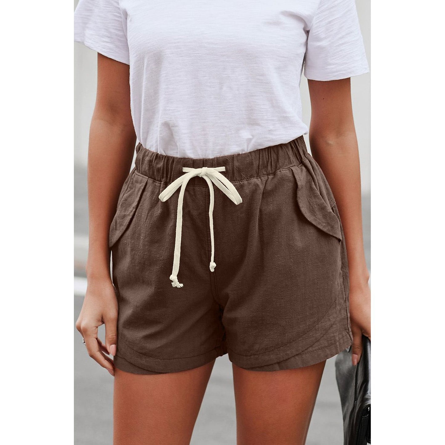 Women Casual Khaki Faylin Linen Shorts