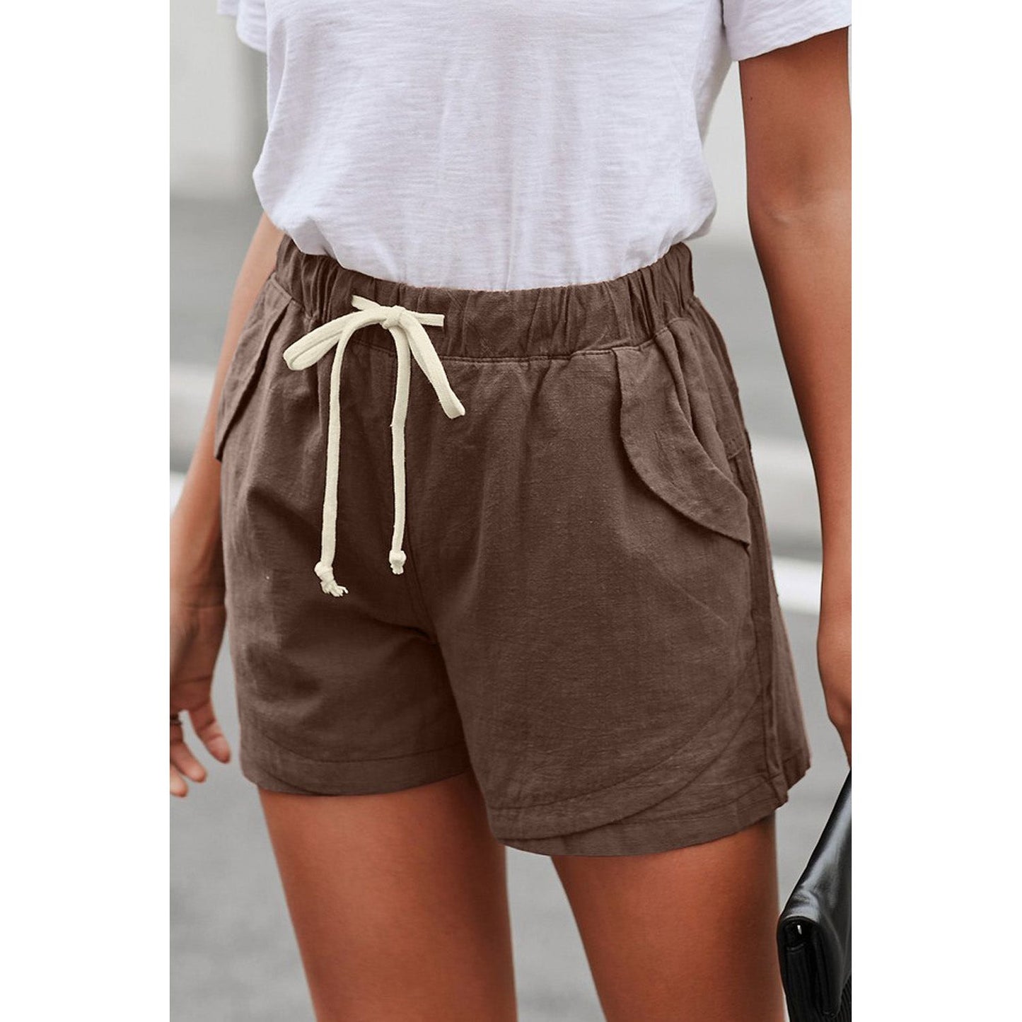 Women Casual Khaki Faylin Linen Shorts
