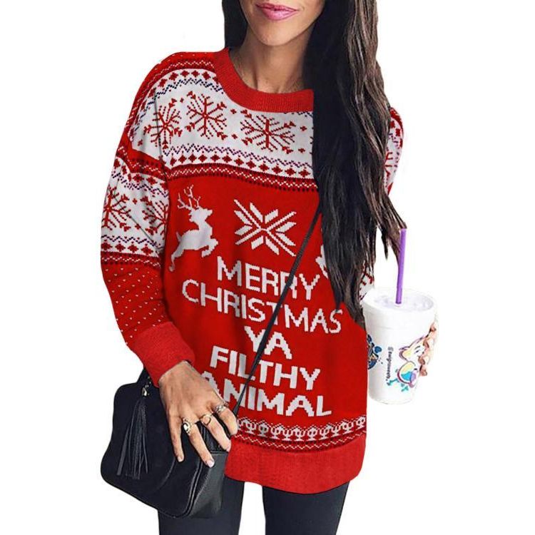 Red Merry Christmas Animal Reindeer Christmas Sweater