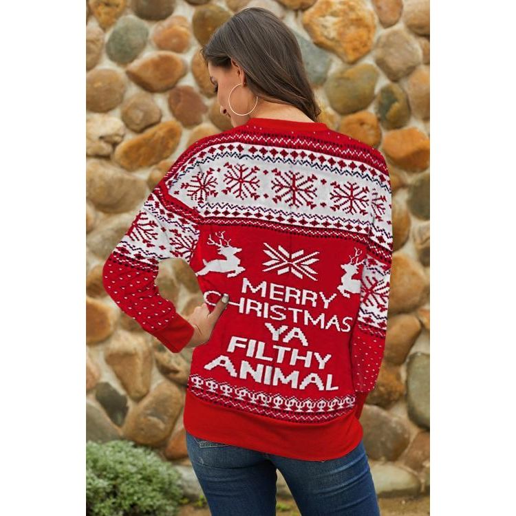 Red Merry Christmas Animal Reindeer Christmas Sweater