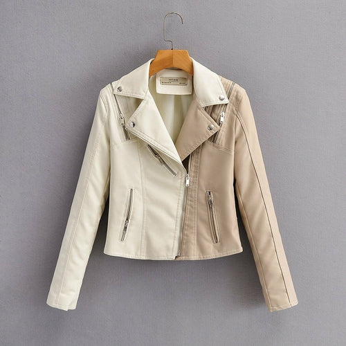 Dames Bike Moto Jacket Herfst motorfiets kunstleer jas