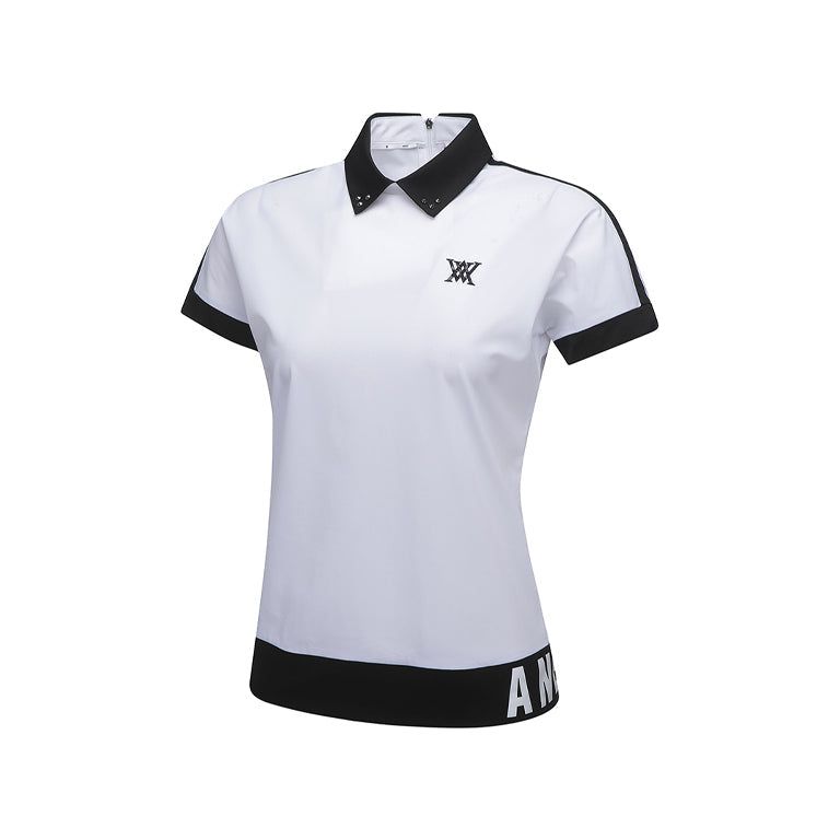 ANEW Golf: Women Back Zip Shoulder Tape Point Short T-Shirt - White