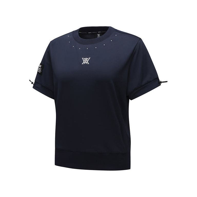 ANEW Golf: Women Beads Point Crop Short Sleeve T-Shirt - Navy - Sportkyu