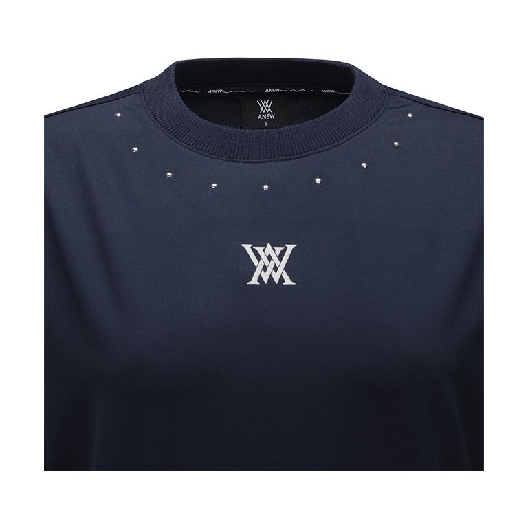 ANEW Golf: Women Beads Point Crop Short Sleeve T-Shirt - Navy - Sportkyu