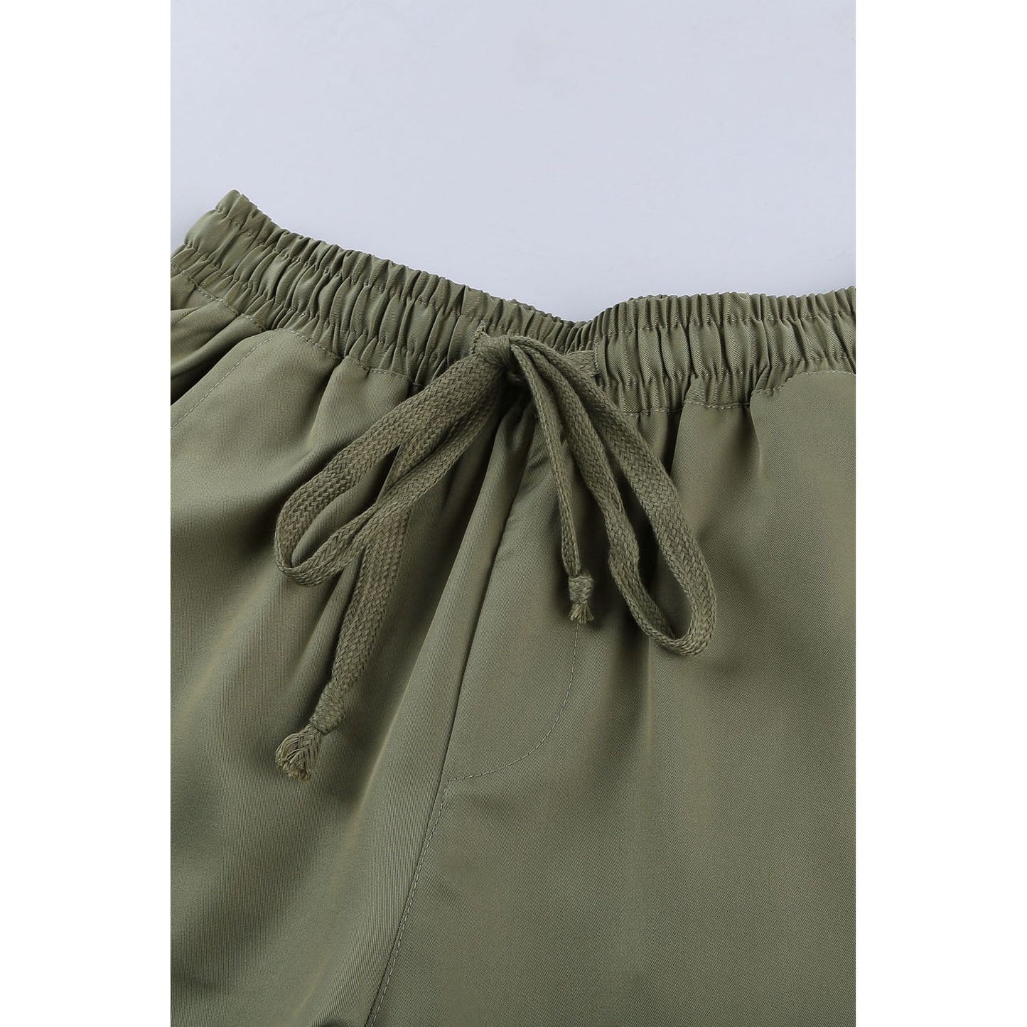 Olive Drawstring Cargo Pocketed Joggers