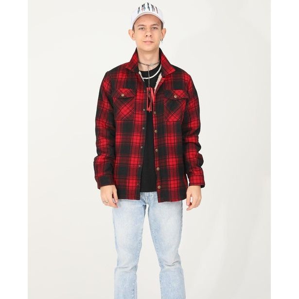 Boys and Girls Sherpa Lined Snap Plaid Shirt Jacket,Flannel Shacket