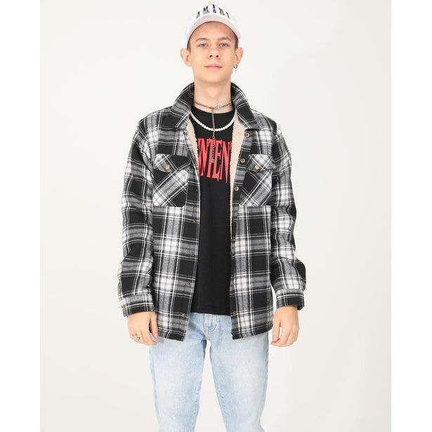 Boys and Girls Sherpa Lined Snap Plaid Shirt Jacket,Flannel Shacket