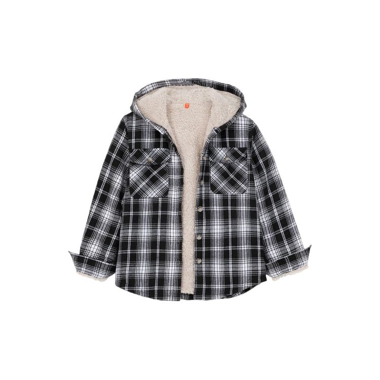 Boys Sherpa Lined Flannel Plaid Shirt Jacket,Hooded Flannel Jacket