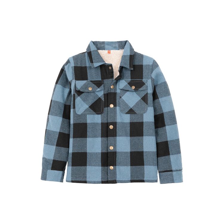 Toddler Boys and Girls Sherpa Lined Snap Flannel Shirt,Plaid Shacket