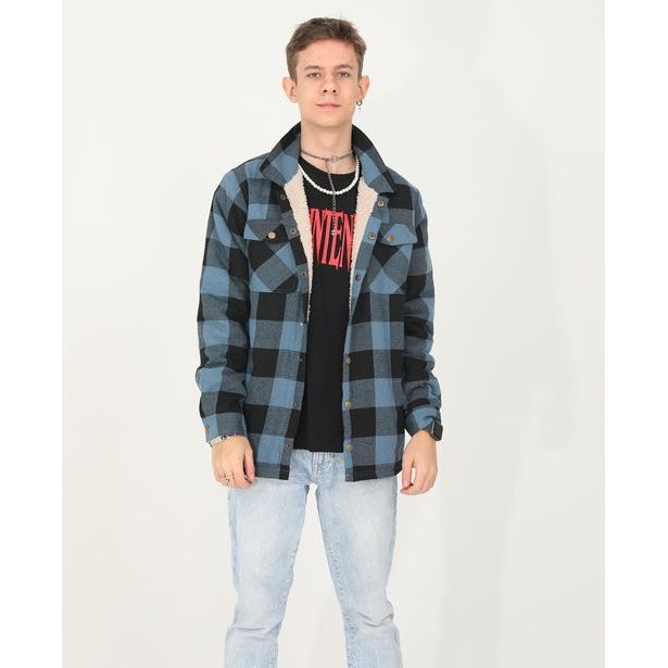 Boys and Girls Sherpa Lined Snap Plaid Shirt Jacket,Flannel Shacket