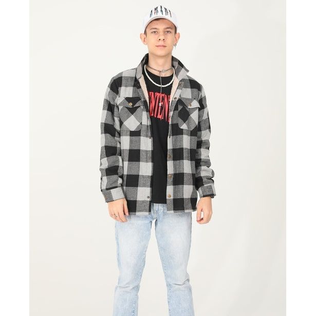 Boys and Girls Sherpa Lined Snap Plaid Shirt Jacket,Flannel Shacket