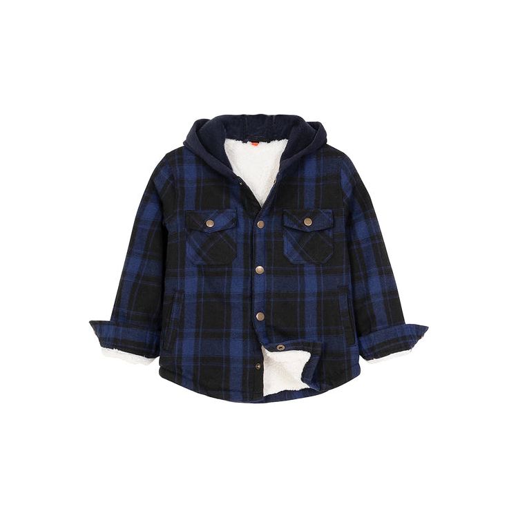 Kids Boys and Girls Fleece-Lined Snap Flannel Shirt,Hooded Plaid