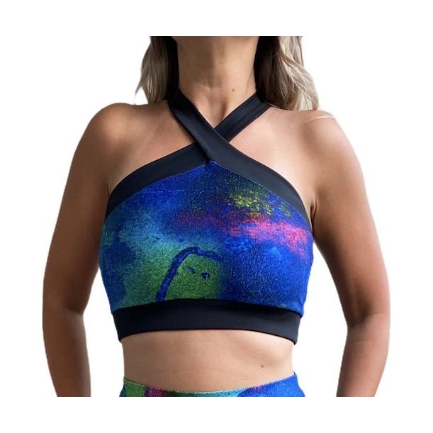 Aqua Sports Bra - Crossed Back