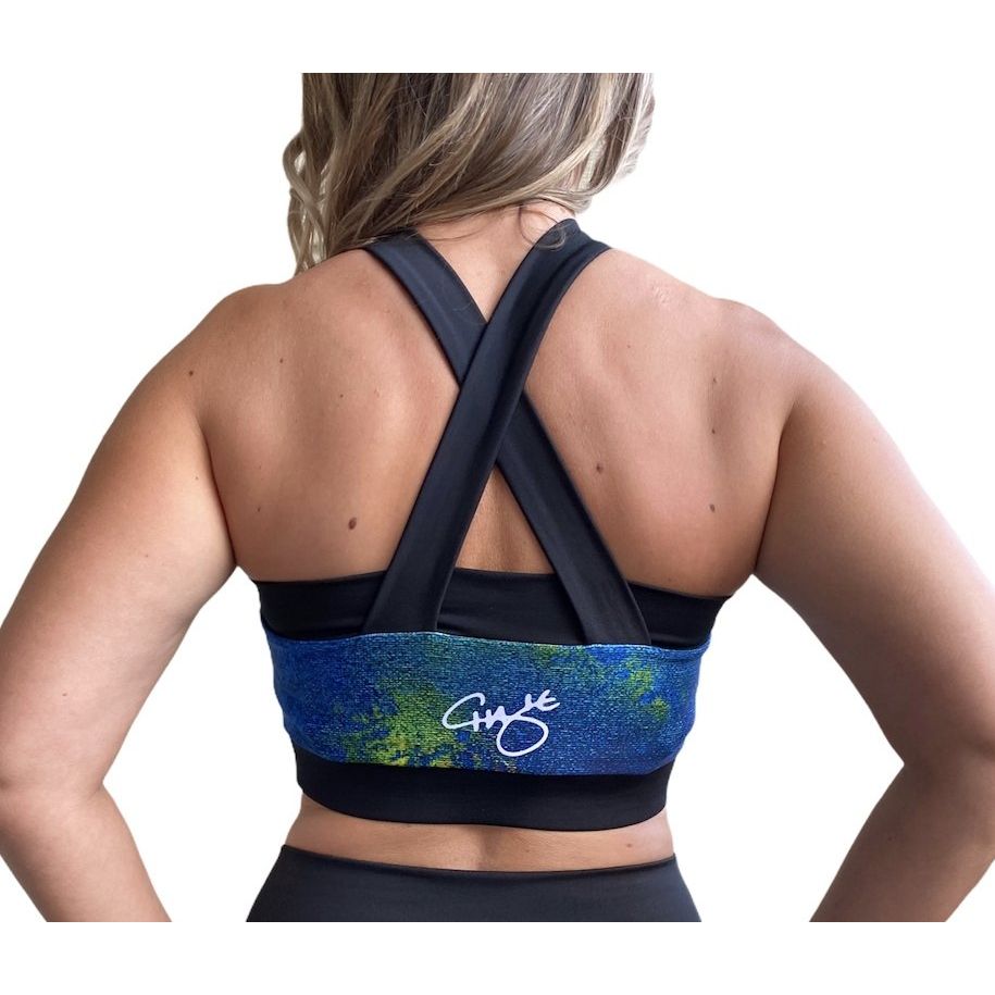 Aqua Sports Bra - Crossed Back