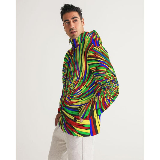 Mens Hooded Windbreaker - Multicolor Water Resistant Jacket - Jl0i0x