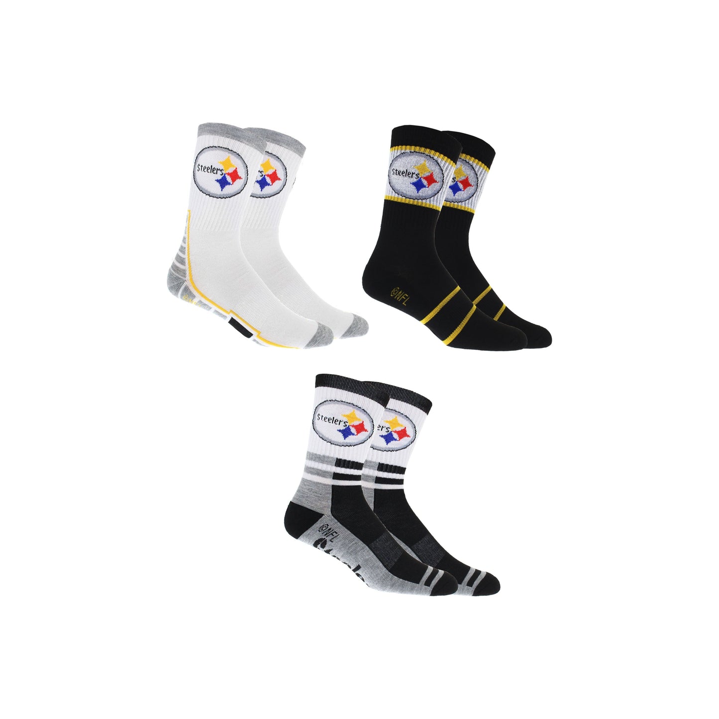 Pittsburgh Steelers Sokken 3 Pack Crew Lengte NFL Football