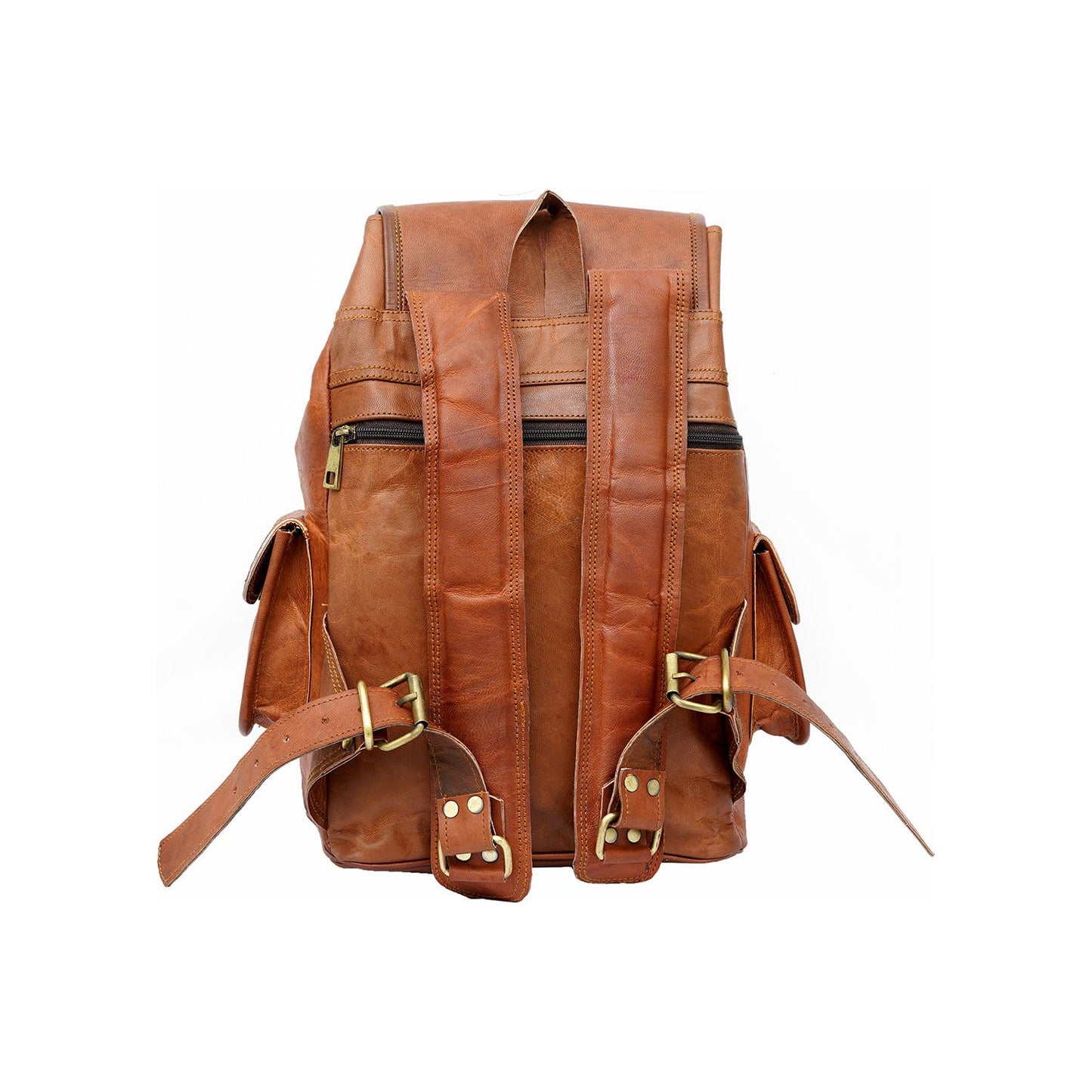 15 Inch Vintage Brown Genuine Leather Women Backpack Bag