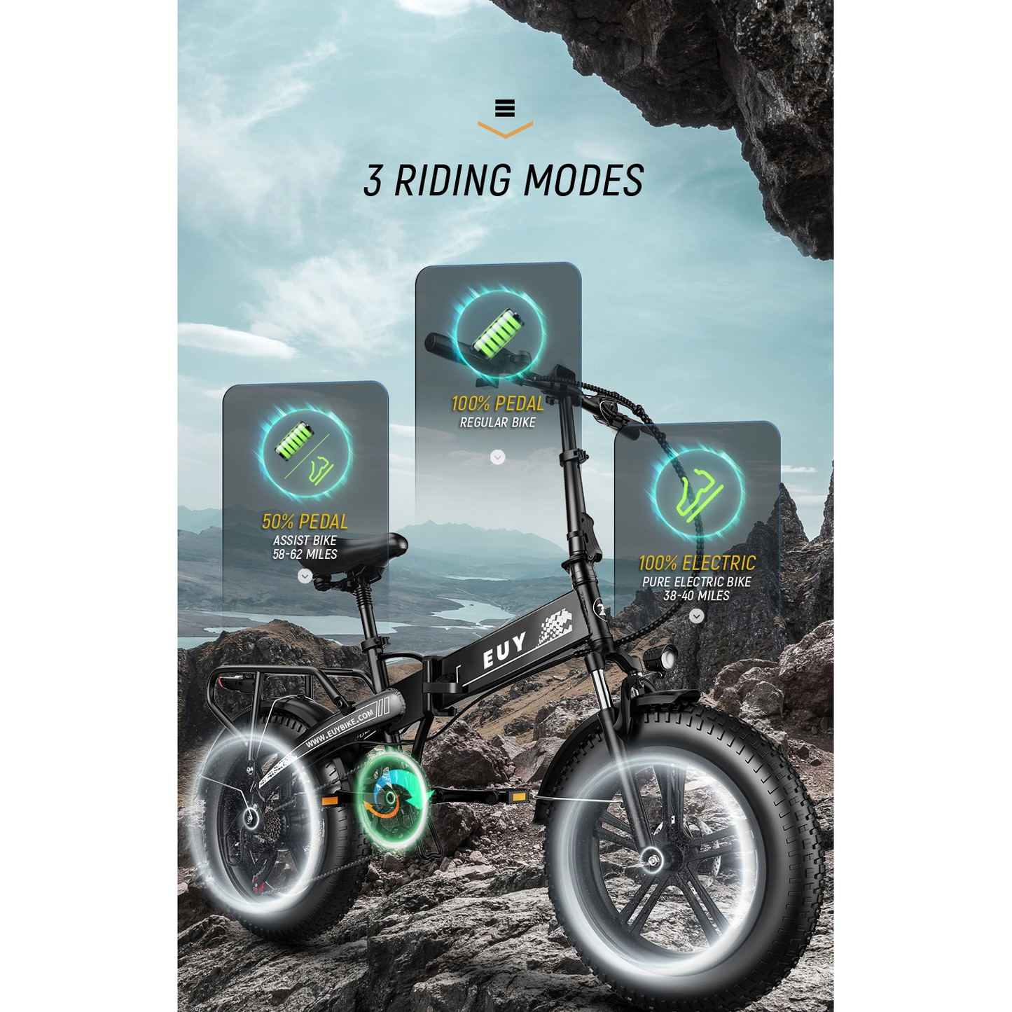 Electric Bike 750W Motor Fat Tire Ebike with Samsung 48V Battery