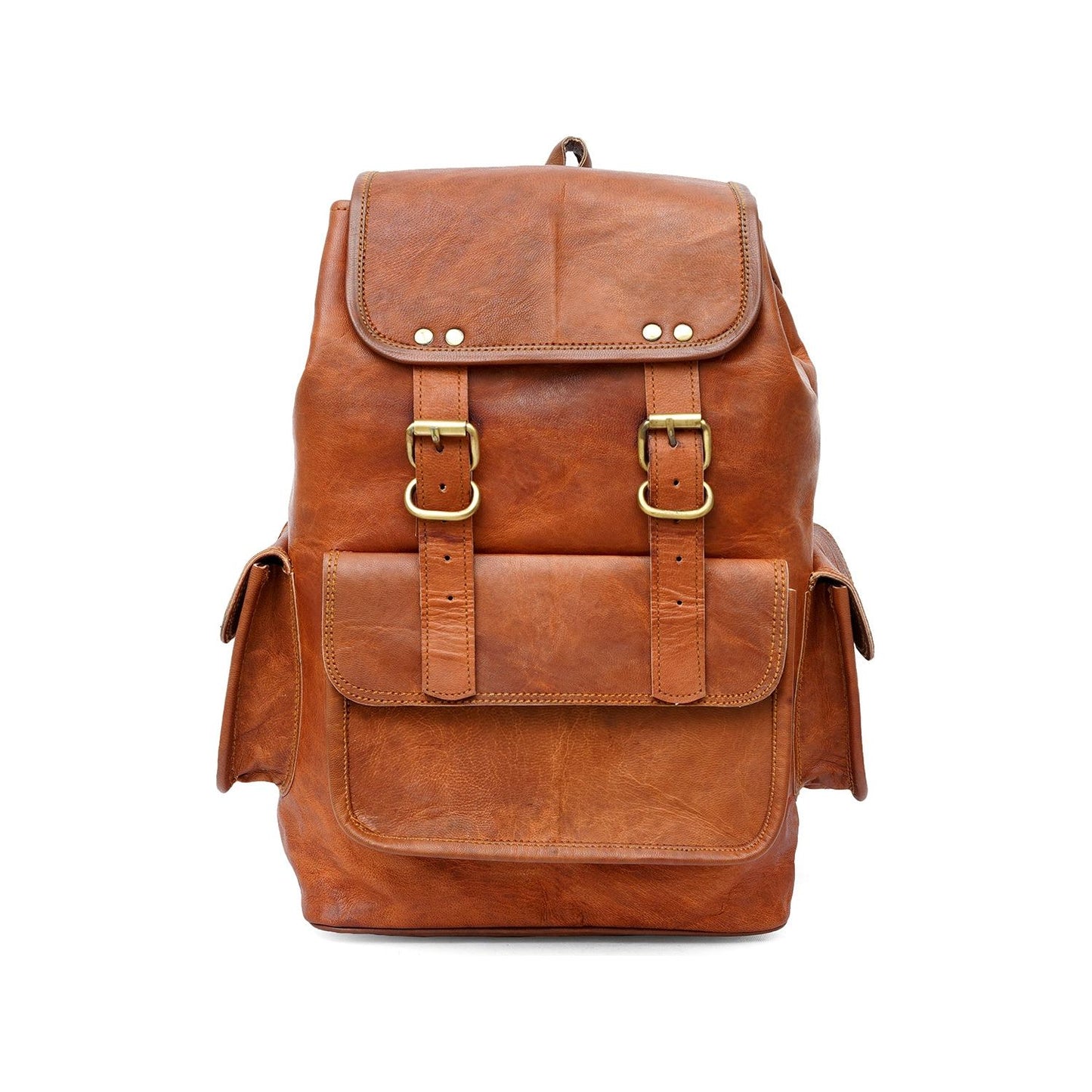 15 Inch Vintage Brown Genuine Leather Women Backpack Bag