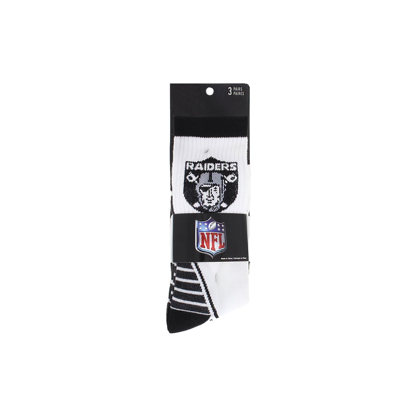 Las Vegas Raiders Socks 3 Pack Crew Length NFL Football