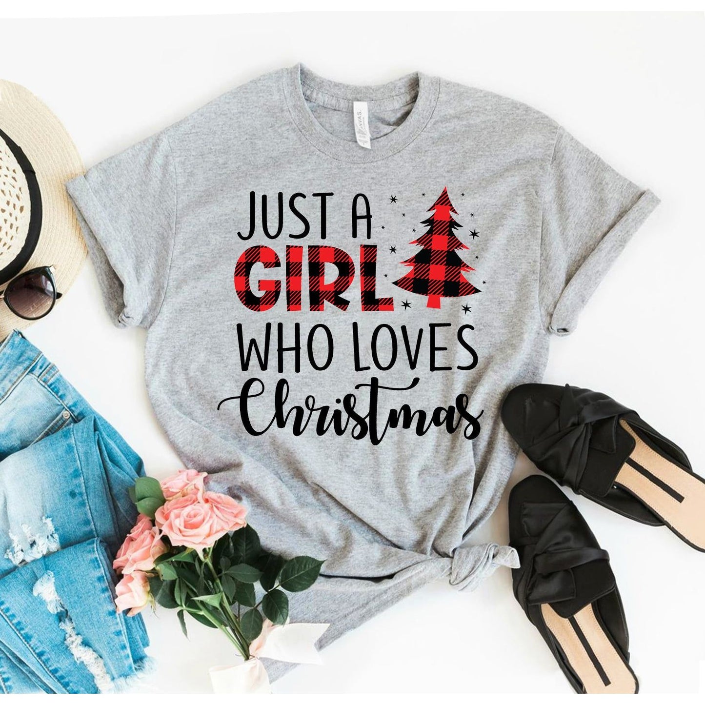 Gewoon een meisje dat van Kerstmis houdt T-shirt