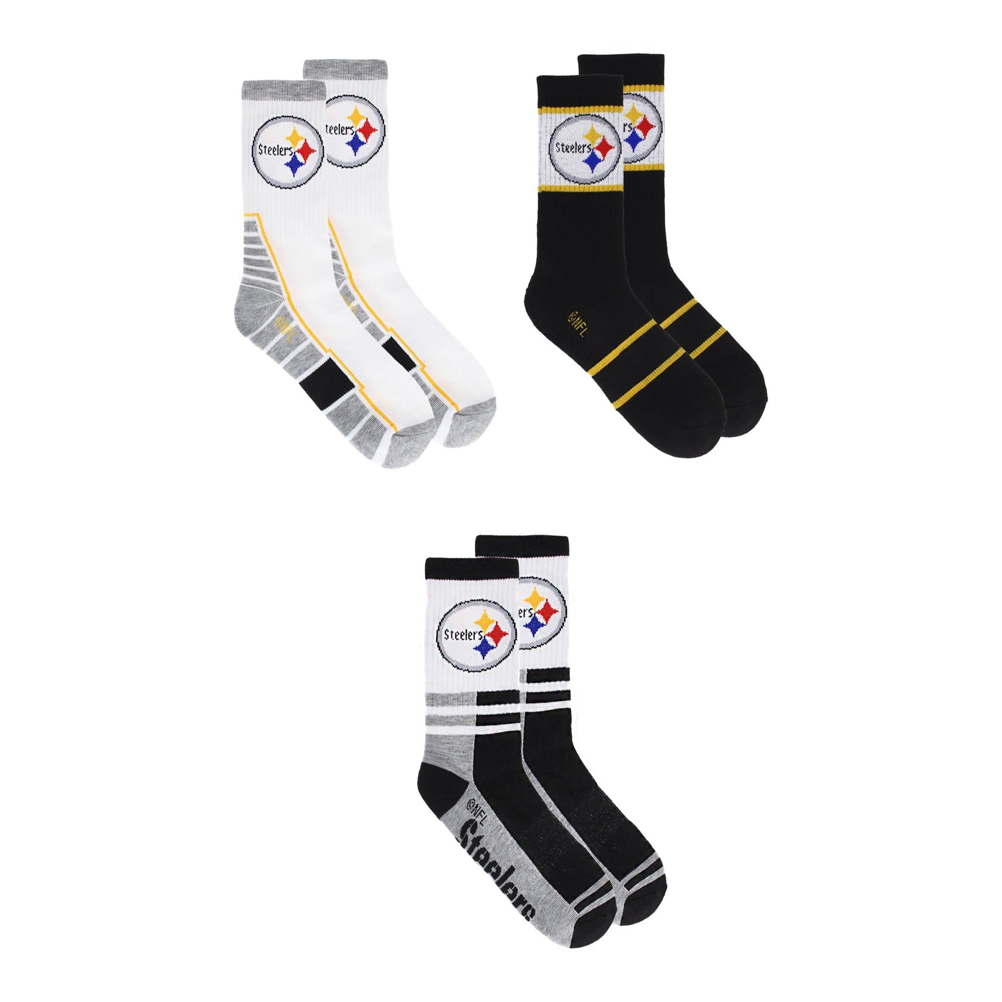 Pittsburgh Steelers Sokken 3 Pack Crew Lengte NFL Football