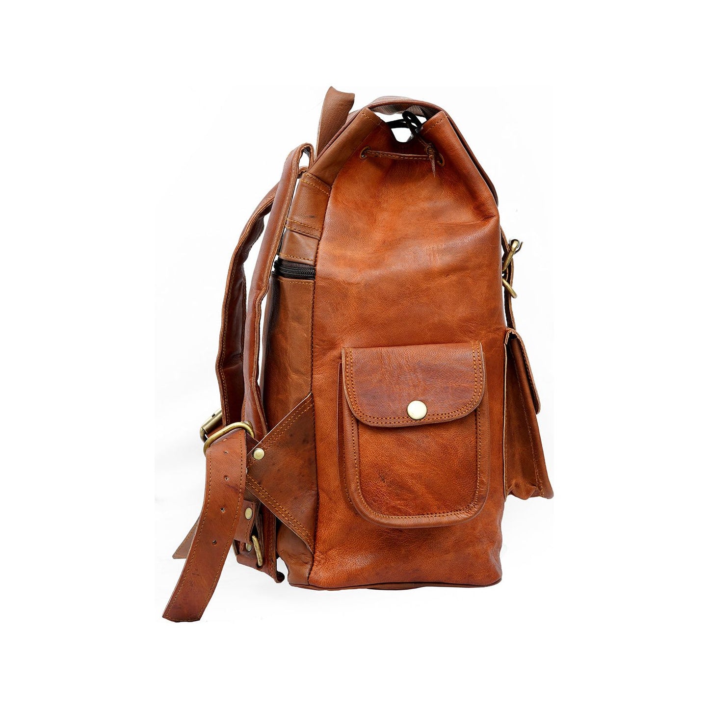 15 Inch Vintage Brown Genuine Leather Women Backpack Bag