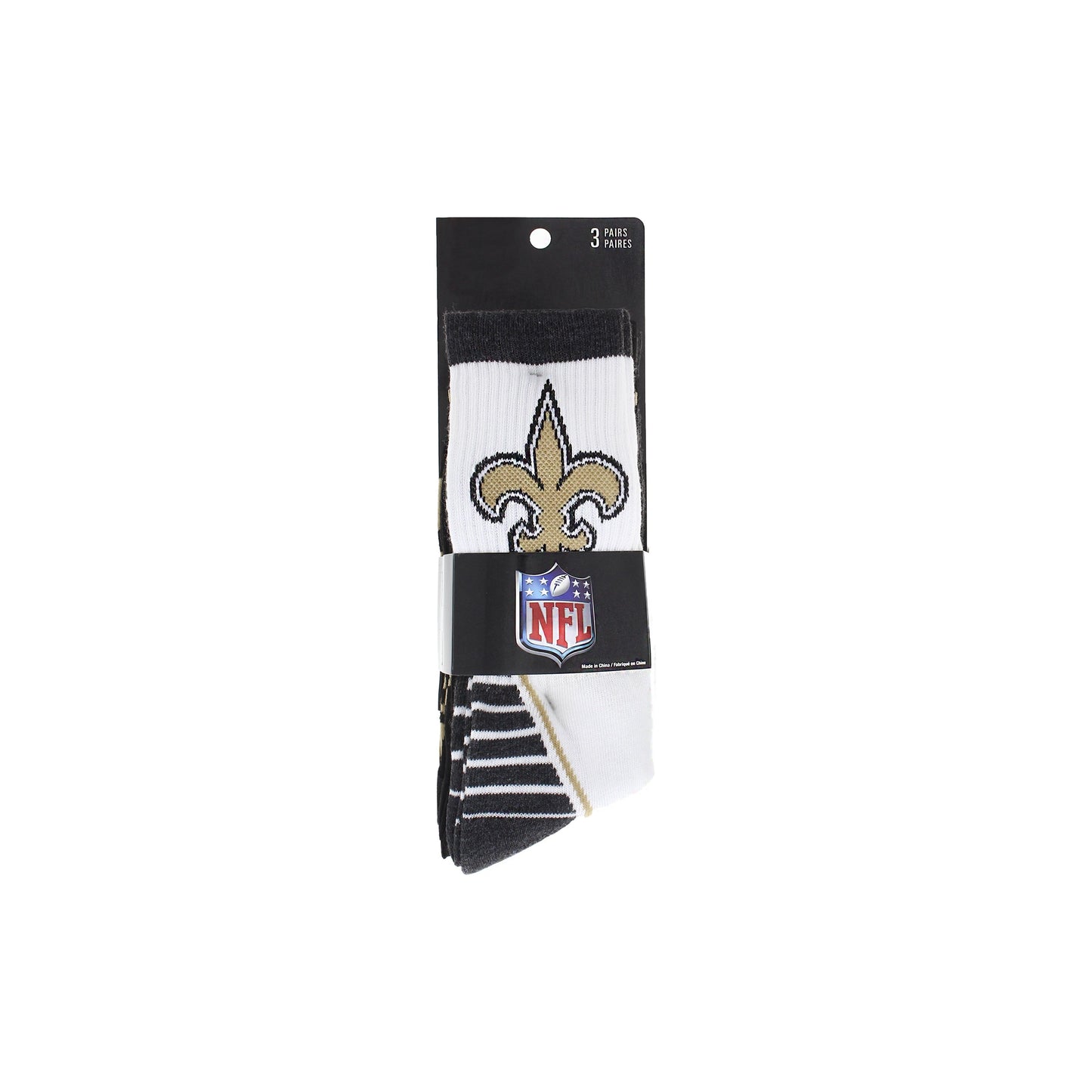 New Orleans Saints Socks 3 Pack Crew Length NFL Football