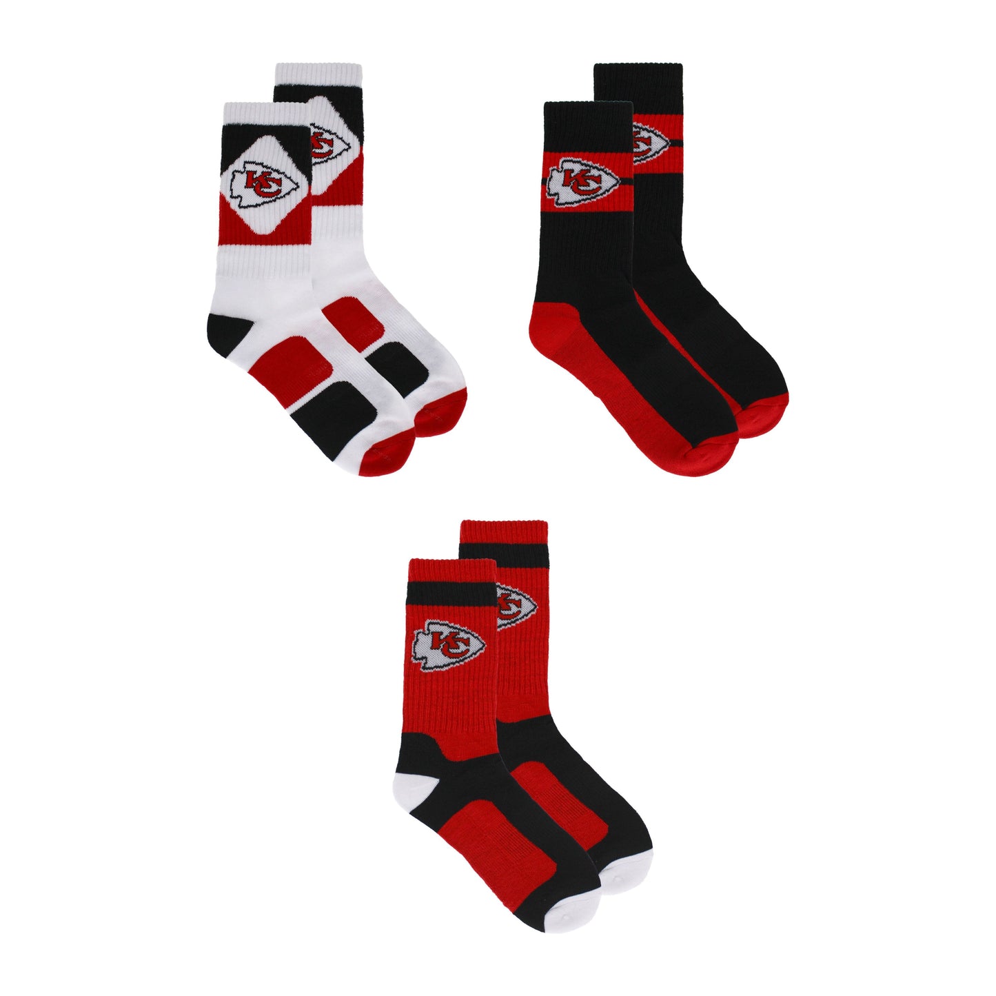 Kansas City Chiefs Sokken 3 Pack Crew Lengte NFL Football