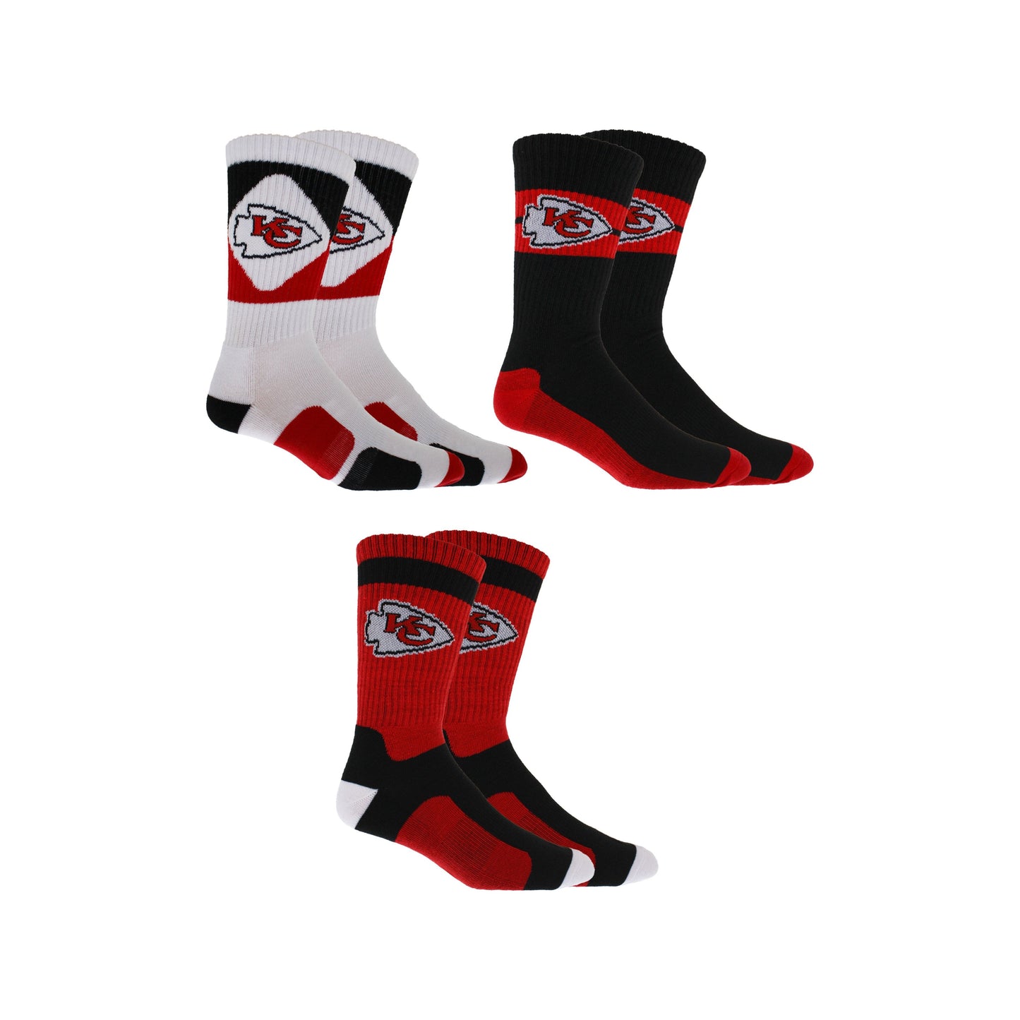 Kansas City Chiefs Sokken 3 Pack Crew Lengte NFL Football